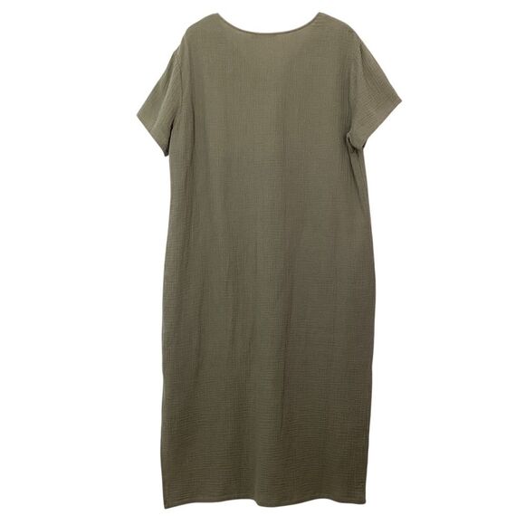 JENNI KAYNE Size XL Cypress Caftan Dress Green Midi 100% Cotton Gauze - Picture 5 of 9